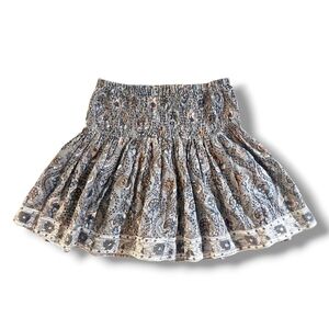 Tuckernuck Modern Soul Bohemian Cotton Floral Block Mini Skirt Small Gray
